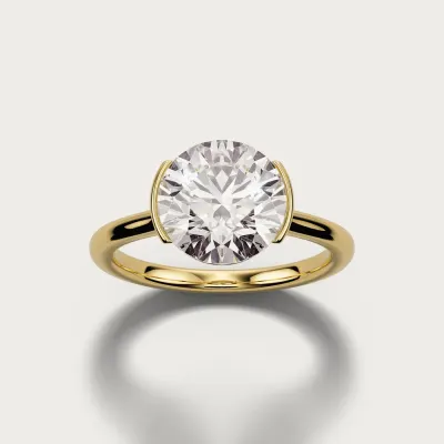Half Bezel Solitaire in yellow gold