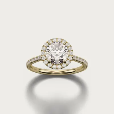 Pavé Halo in yellow gold