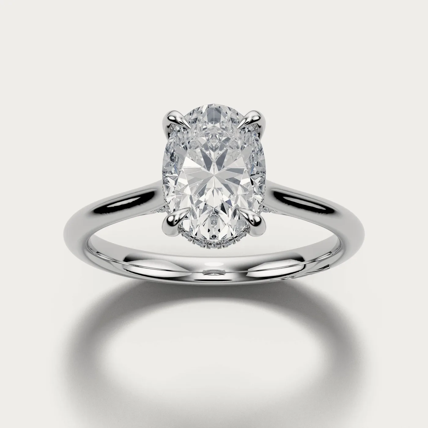 Elara, oval in white gold, three-quarter view