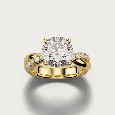 Twisted Pavé Solitaire in yellow gold