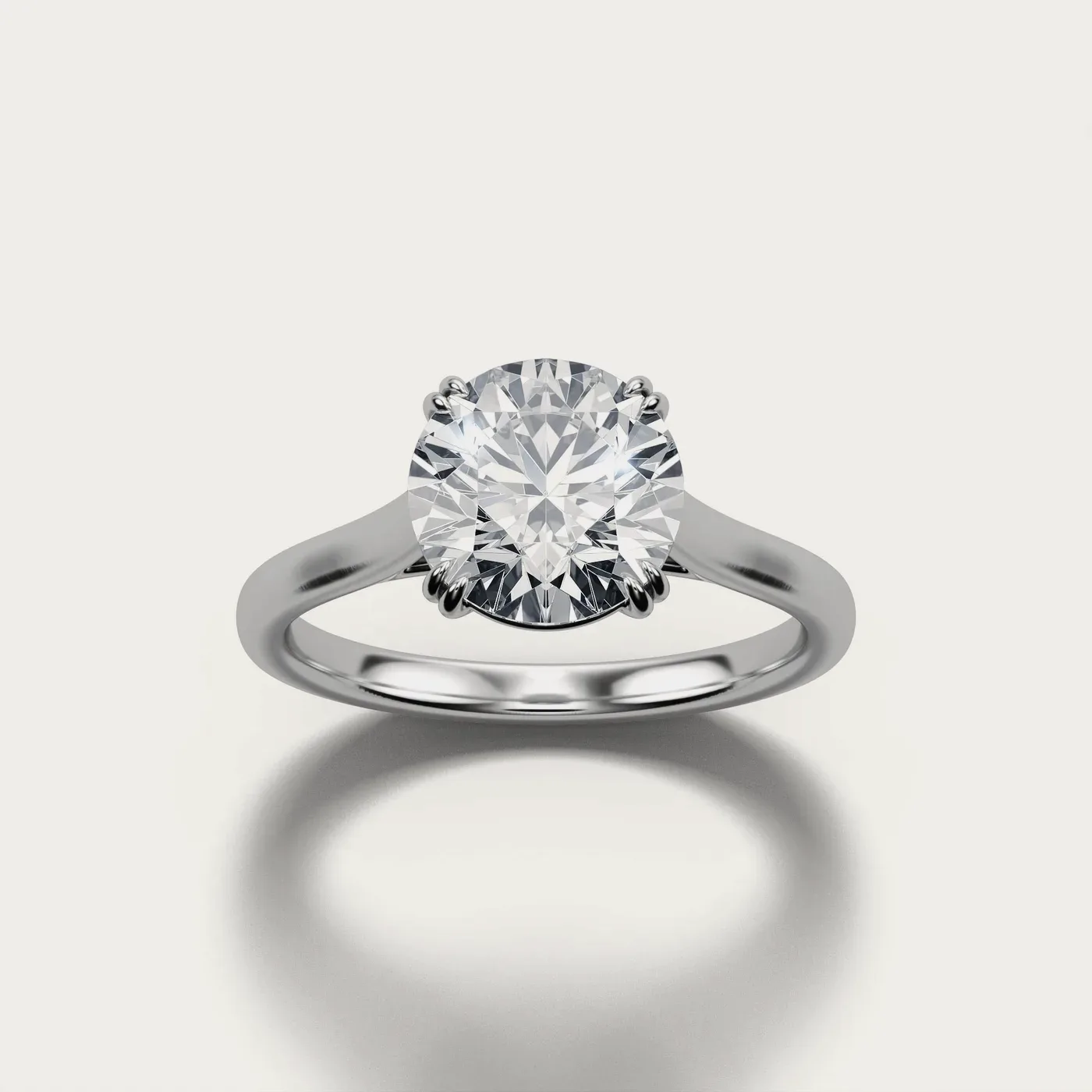 8 P No Stones, round in white gold, three-quarter view