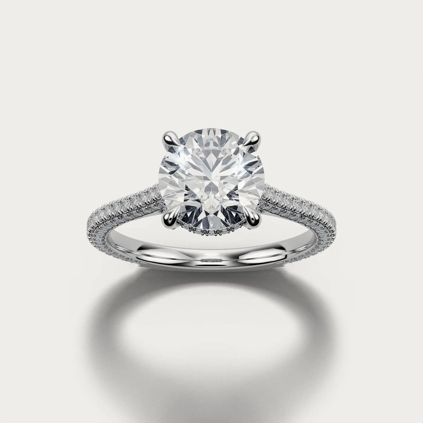 All Diamonds, round in white gold, three-quarter view