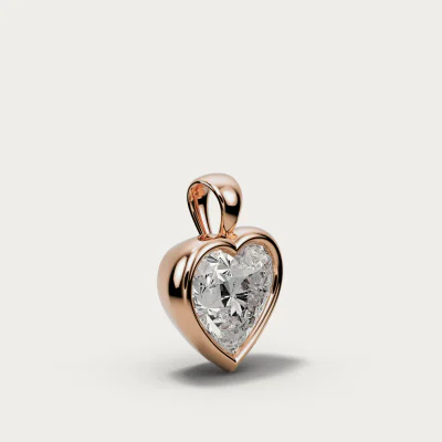 Bezel Pendant, heart in rose gold