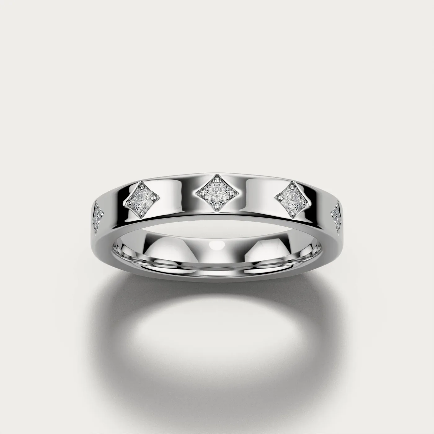 WB4, round in white gold, three-quarter view