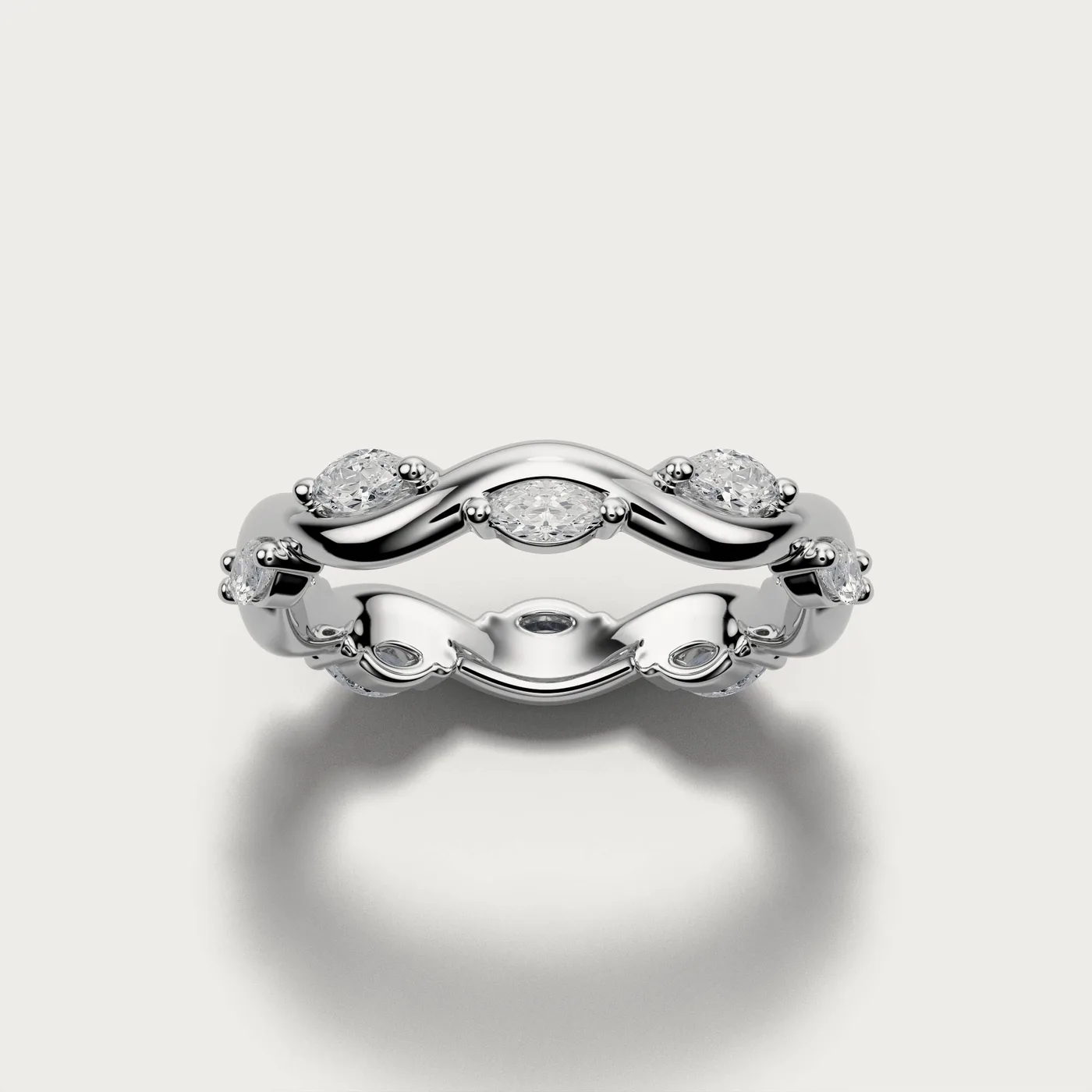ST2096, marquise in white gold, three-quarter view