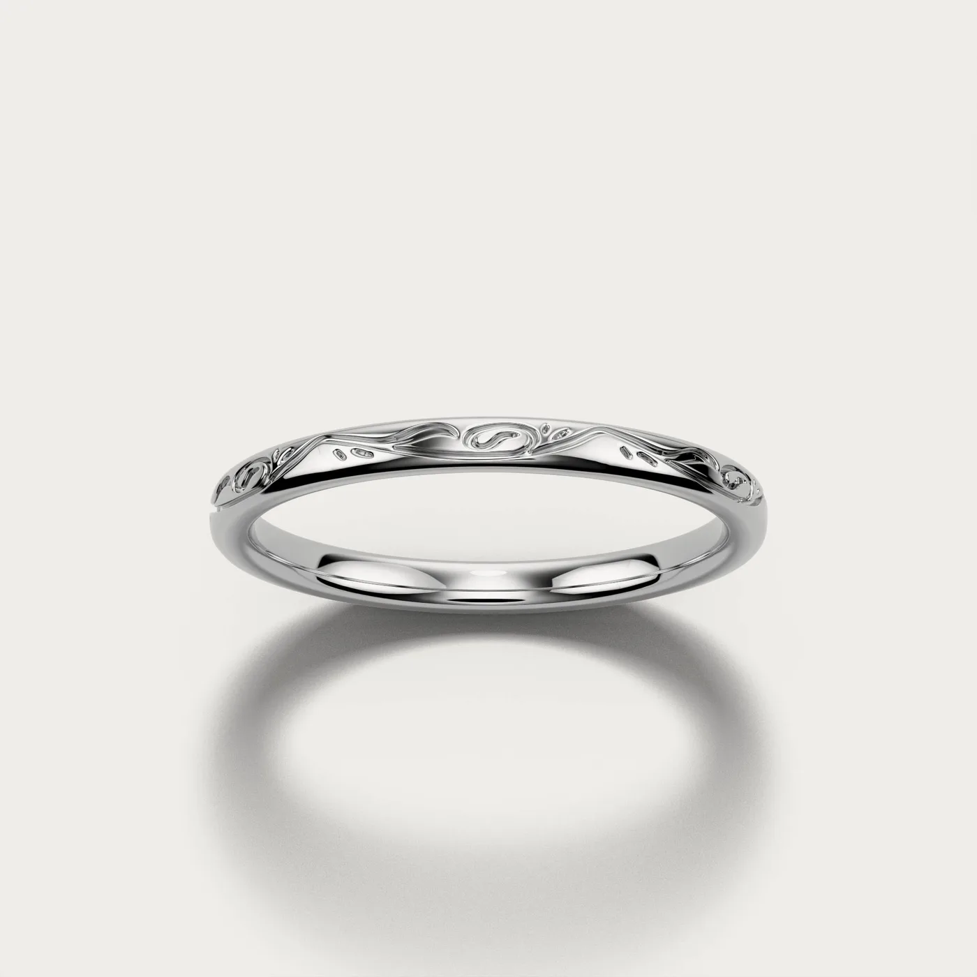 WB18, engraved in white gold, three-quarter view