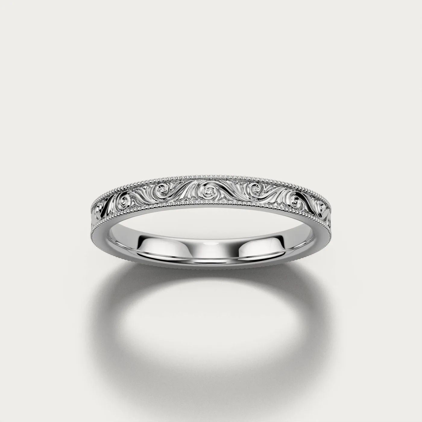 WB19, engraved in white gold, three-quarter view